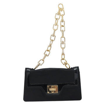 GIVENCHY Chain Shoulder Bag Satin Black Gold Auth ka890 - 0