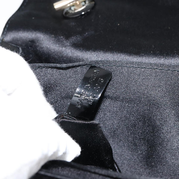 GIVENCHY Chain Shoulder Bag Satin Black Gold Auth ka890