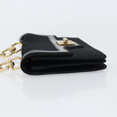 GIVENCHY Chain Shoulder Bag Satin Black Gold Auth ka890-5
