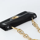 GIVENCHY Chain Shoulder Bag Satin Black Gold Auth ka890-6