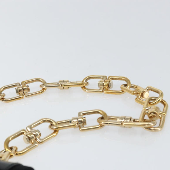 GIVENCHY Chain Shoulder Bag Satin Black Gold Auth ka890