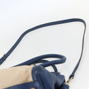 PRADA Hand Bag Canvas 2way Beige Blue Auth ka891-14