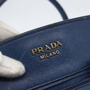 PRADA Hand Bag Canvas 2way Beige Blue Auth ka891-18
