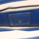 PRADA Hand Bag Canvas 2way Beige Blue Auth ka891-19