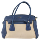 PRADA Hand Bag Canvas 2way Beige Blue Auth ka891-13