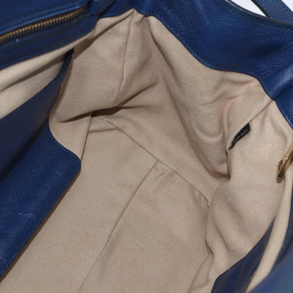 PRADA Hand Bag Canvas 2way Beige Blue Auth ka891