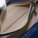 PRADA Hand Bag Canvas 2way Beige Blue Auth ka891-23