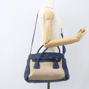 PRADA Hand Bag Canvas 2way Beige Blue Auth ka891-27
