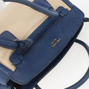 PRADA Hand Bag Canvas 2way Beige Blue Auth ka891-6