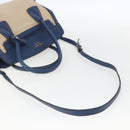 PRADA Hand Bag Canvas 2way Beige Blue Auth ka891-9