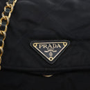 PRADA Chain Shoulder Bag Nylon Navy Gold Auth ka893-18