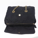 PRADA Chain Shoulder Bag Nylon Navy Gold Auth ka893-9