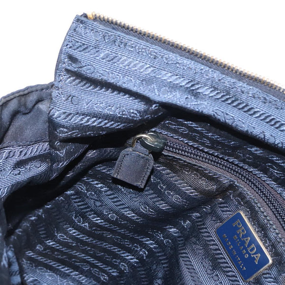 PRADA Chain Shoulder Bag Nylon Navy Gold Auth ka893