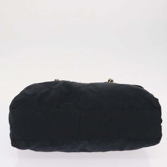 PRADA Chain Shoulder Bag Nylon Navy Gold Auth ka893