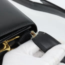 CELINE Horse Carriage Shoulder Bag Leather Black Gold Auth ka895-9