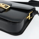 CELINE Horse Carriage Shoulder Bag Leather Black Gold Auth ka895-15