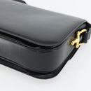 CELINE Horse Carriage Shoulder Bag Leather Black Gold Auth ka895-10