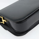 CELINE Horse Carriage Shoulder Bag Leather Black Gold Auth ka895-17