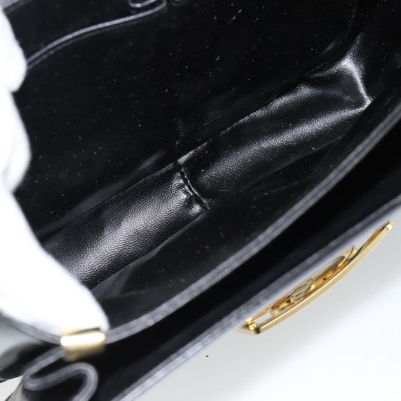 CELINE Horse Carriage Shoulder Bag Leather Black Gold Auth ka895