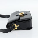 CELINE Horse Carriage Shoulder Bag Leather Black Gold Auth ka895-3