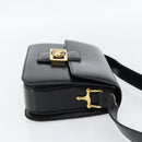 CELINE Horse Carriage Shoulder Bag Leather Black Gold Auth ka895-4