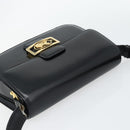 CELINE Horse Carriage Shoulder Bag Leather Black Gold Auth ka895-6