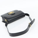 CELINE Horse Carriage Shoulder Bag Leather Black Gold Auth ka895-7