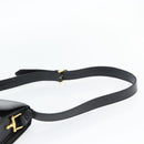 CELINE Horse Carriage Shoulder Bag Leather Black Gold Auth ka895-5