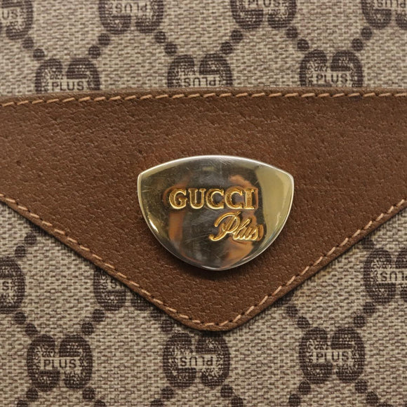 GUCCI GG Plus Supreme Web Sherry Line Tote Bag PVC Beige Gold Auth ka901