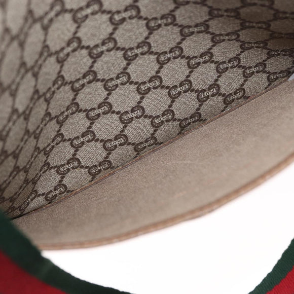 GUCCI GG Plus Supreme Web Sherry Line Tote Bag PVC Beige Gold Auth ka901