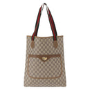 GUCCI GG Plus Supreme Web Sherry Line Tote Bag PVC Beige Gold Auth ka901-13
