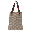 GUCCI GG Plus Supreme Web Sherry Line Tote Bag PVC Beige Gold Auth ka901-2