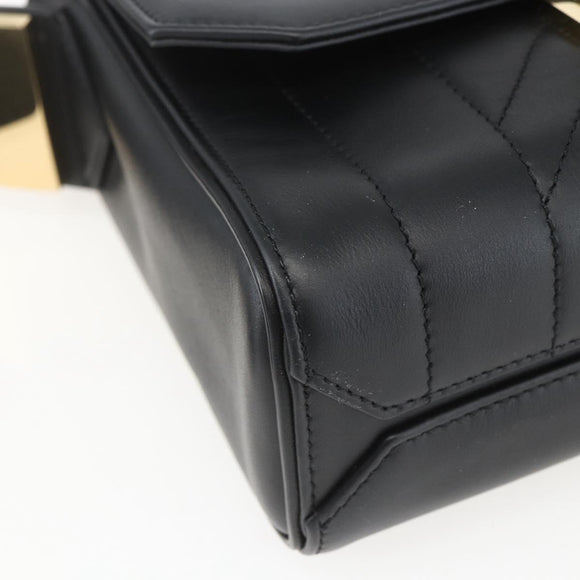 GIVENCHY Shoulder Bag Leather Black Gold Auth ka908V