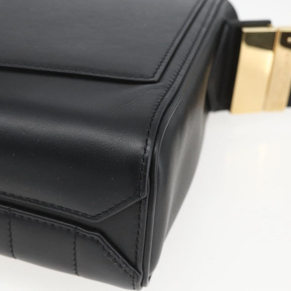 GIVENCHY Shoulder Bag Leather Black Gold Auth ka908V