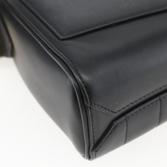 GIVENCHY Shoulder Bag Leather Black Gold Auth ka908V