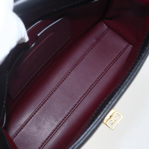 GIVENCHY Shoulder Bag Leather Black Gold Auth ka908V
