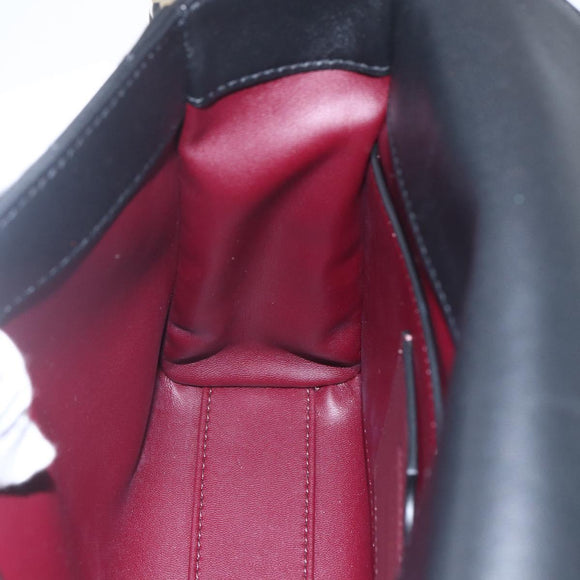 GIVENCHY Shoulder Bag Leather Black Gold Auth ka908V