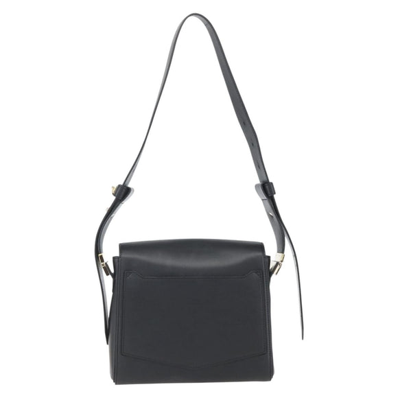 GIVENCHY Shoulder Bag Leather Black Gold Auth ka908V