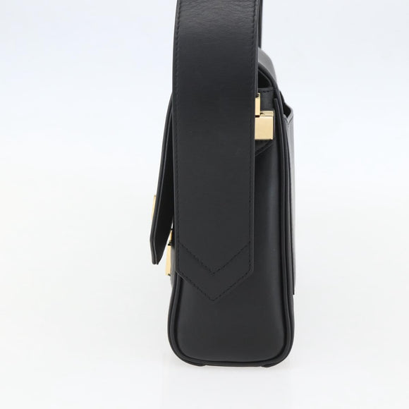 GIVENCHY Shoulder Bag Leather Black Gold Auth ka908V