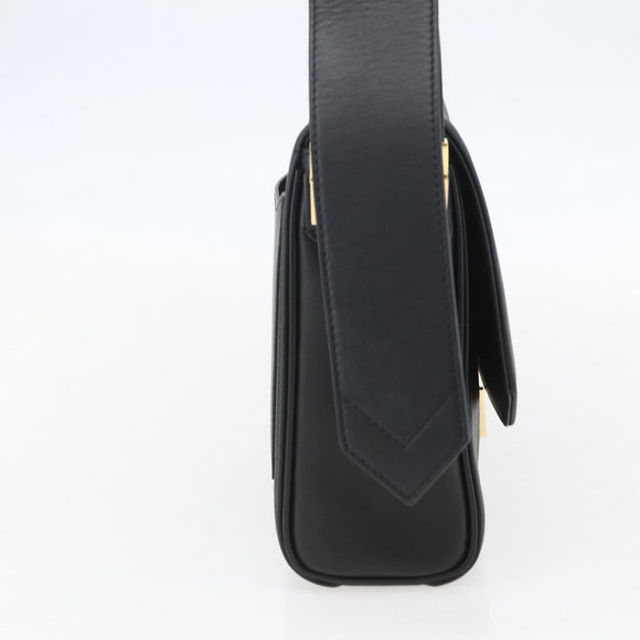 GIVENCHY Shoulder Bag Leather Black Gold Auth ka908V