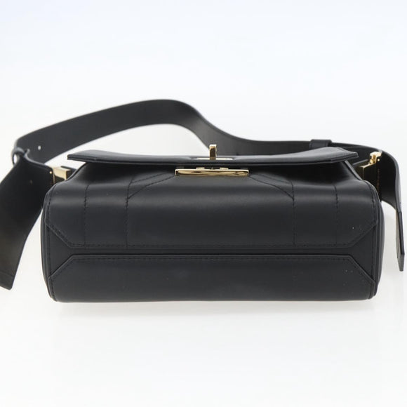 GIVENCHY Shoulder Bag Leather Black Gold Auth ka908V