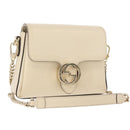 GUCCI Chain Shoulder Bag Leather Beige Gold 607720 Auth ka909-1