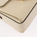 GUCCI Chain Shoulder Bag Leather Beige Gold 607720 Auth ka909-8