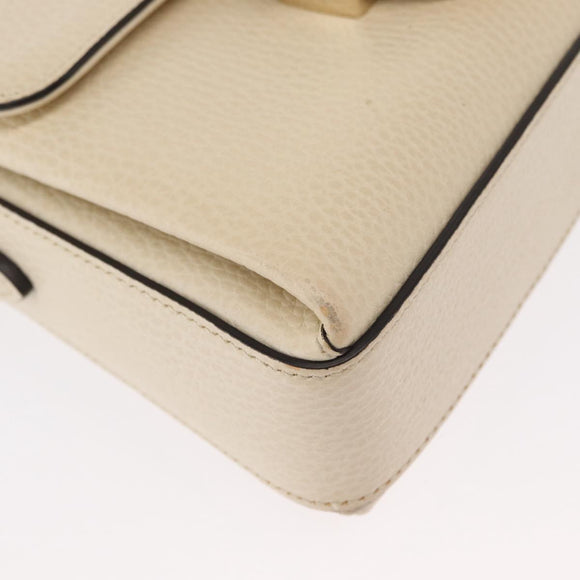 GUCCI Chain Shoulder Bag Leather Beige Gold 607720 Auth ka909