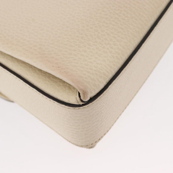 GUCCI Chain Shoulder Bag Leather Beige Gold 607720 Auth ka909