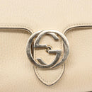 GUCCI Chain Shoulder Bag Leather Beige Gold 607720 Auth ka909-18