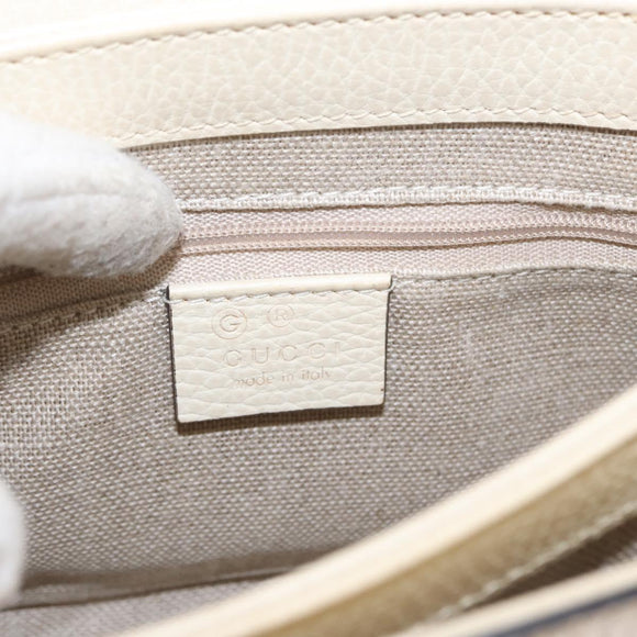 GUCCI Chain Shoulder Bag Leather Beige Gold 607720 Auth ka909