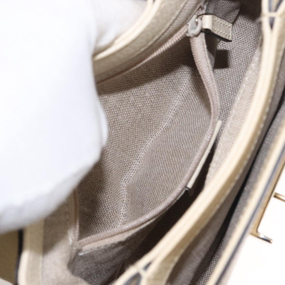 GUCCI Chain Shoulder Bag Leather Beige Gold 607720 Auth ka909