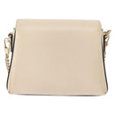 GUCCI Chain Shoulder Bag Leather Beige Gold 607720 Auth ka909-2