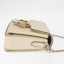 GUCCI Chain Shoulder Bag Leather Beige Gold 607720 Auth ka909-3